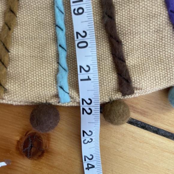 Boho Woven Braided Handle Pom Pom Bag Retro Y2K Cottagecore Purse - Picture 9 of 9